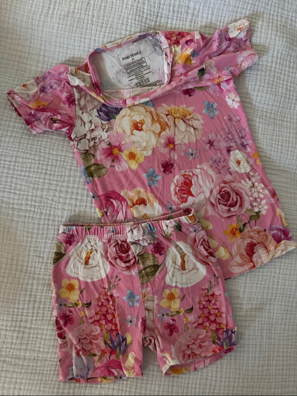 Posh Peanut Pink Floral Short Sleeve Pajama Set 4T